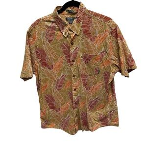 Eddie Bauer men’s classic fit button down shirt short sleeve fern leaf print L